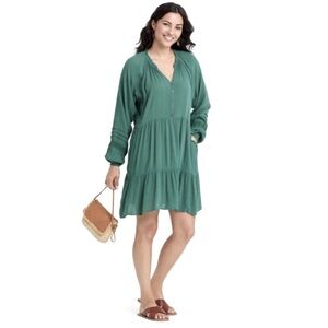 Knox Rose Long Sleeved Green Boho Holiday Dress Medium